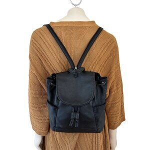 VTG 90s EASY SPIRIT Genuine Leather Bucket Bag Backpack in Black